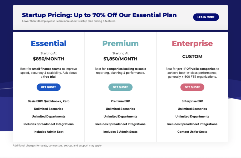 cube pricing page