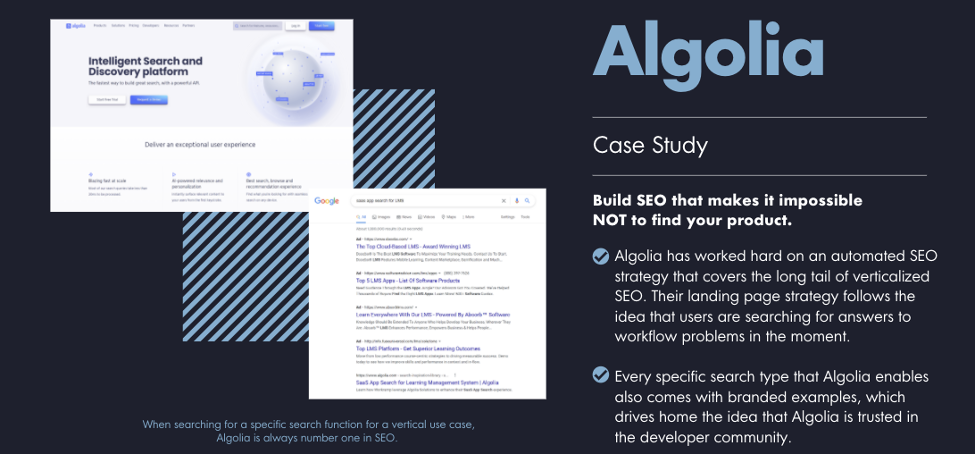Algolia uses SEO to meet potential users at their moment of need.