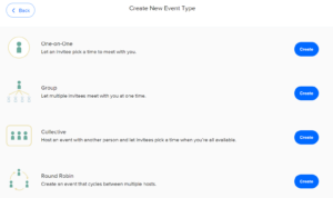 Calendly product snapshot: creating a new event type