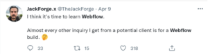 Twitter image about Webflow build