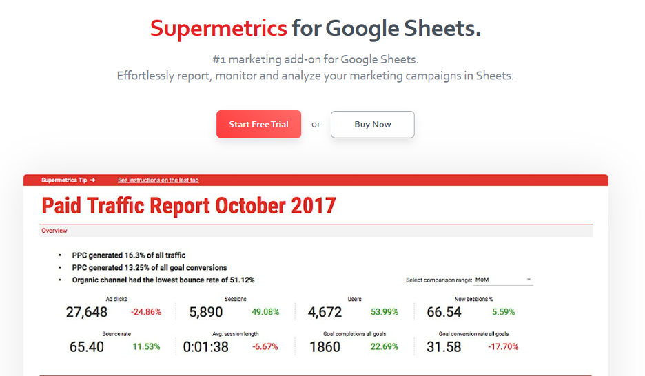Supermetrics’ early messaging for Google Sheets.