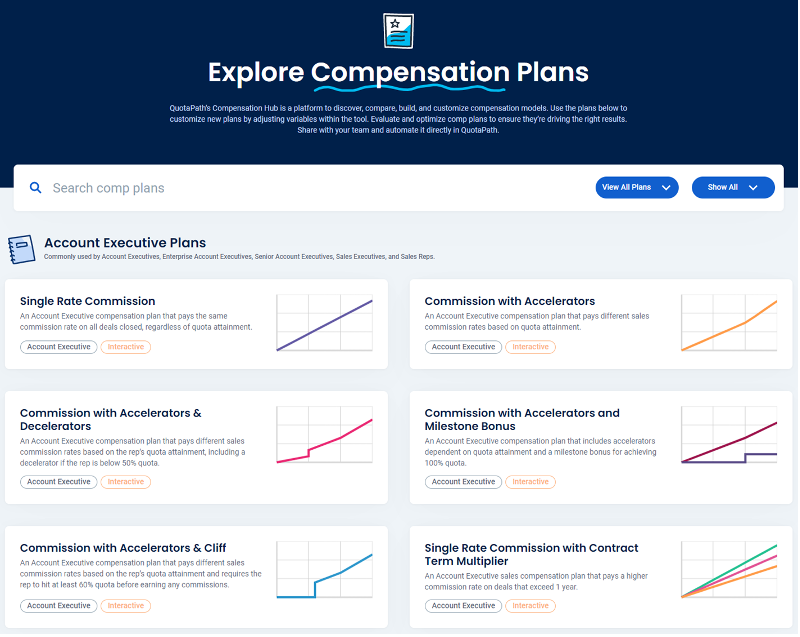 Screenshot of QuotaPath's compensation plans.