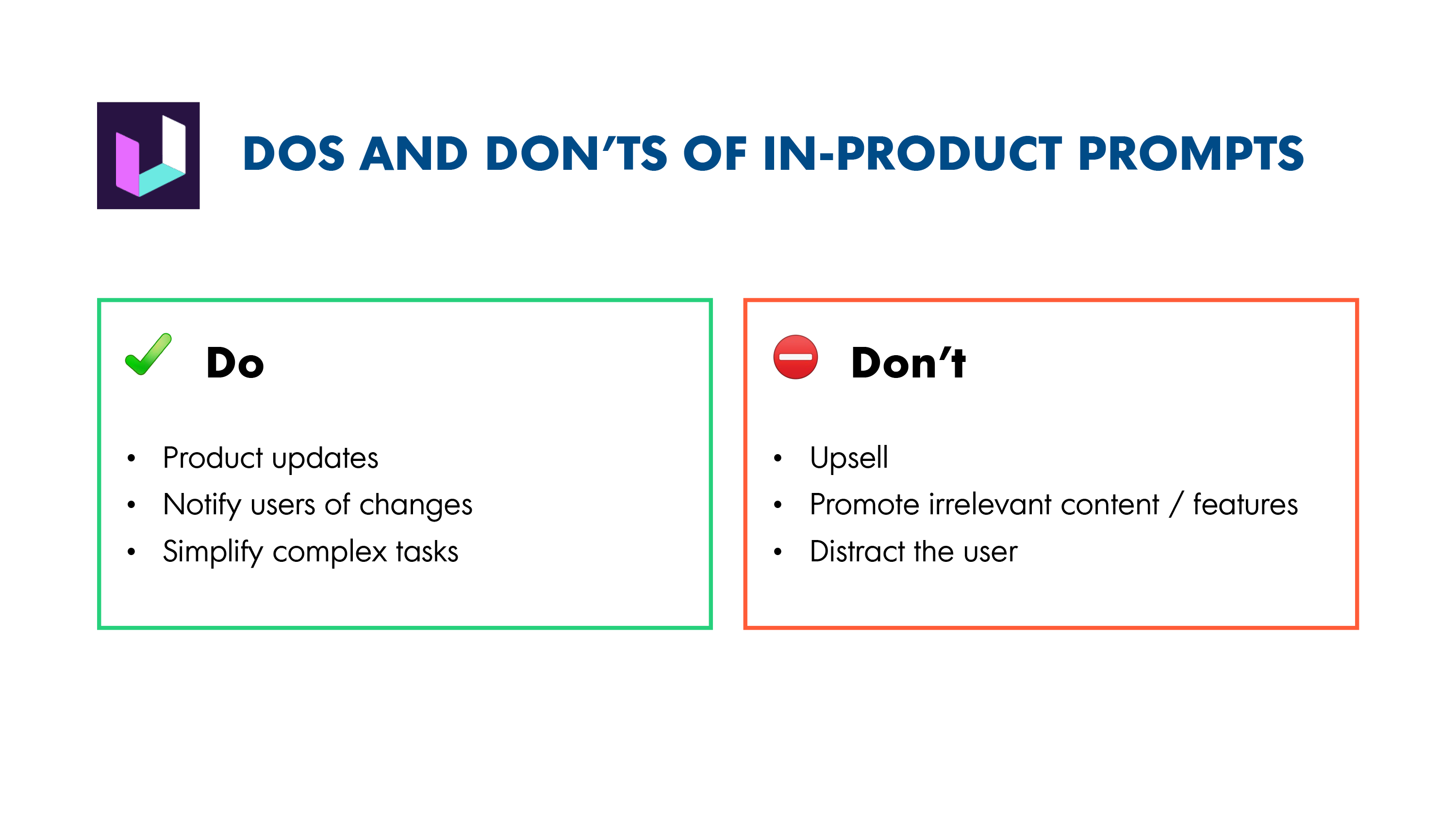 infographic sharing what are best practices for in-product prompts.