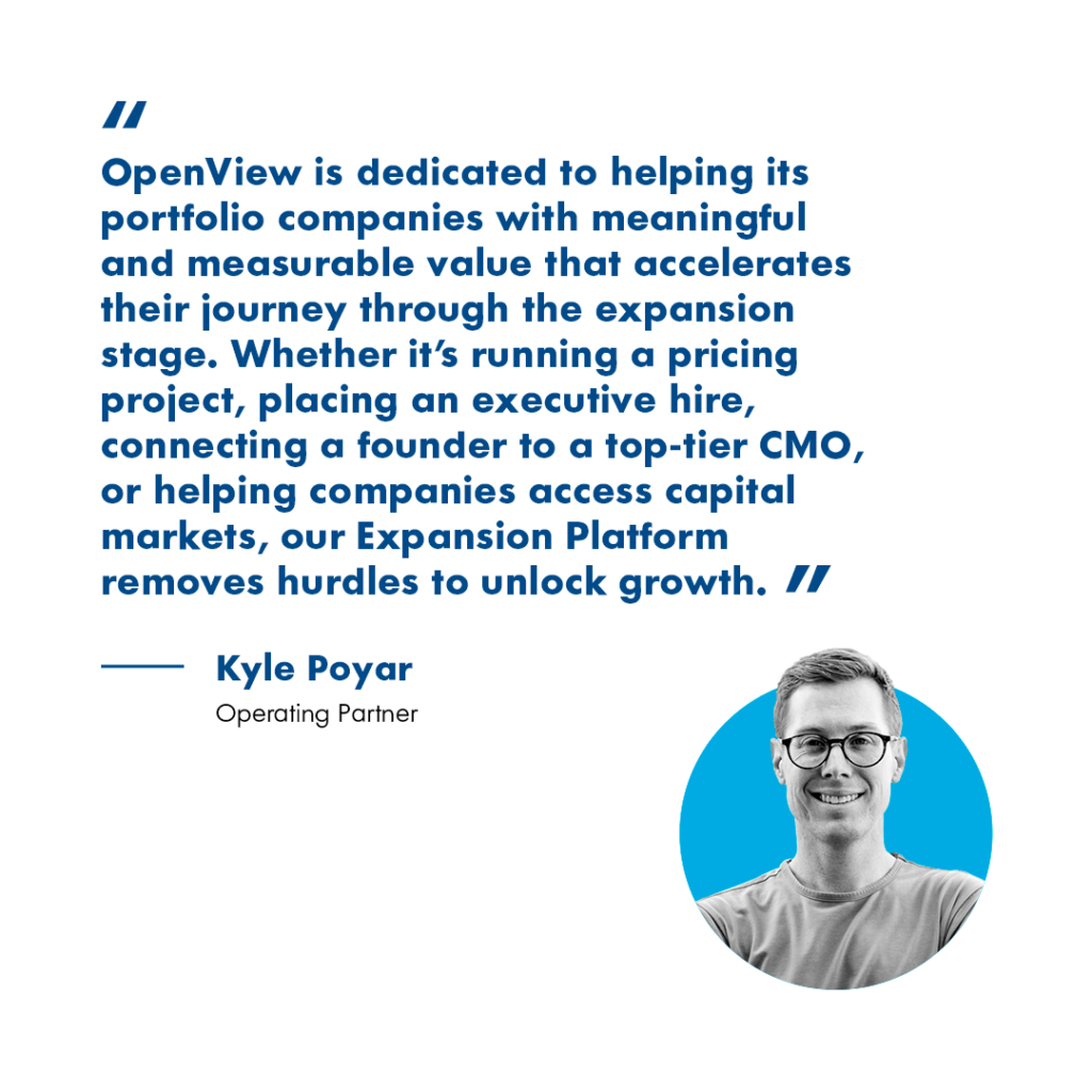 Quote about OpenView's new fund from Operating Partner Kyle Poyar.
